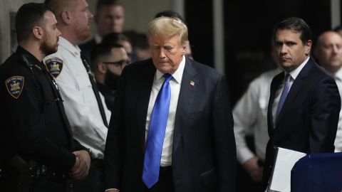 Former President Donald Trump walks to make comments to members of the media after being found guilty on 34 felony counts of falsifying business records in the first degree at Manhattan Criminal Court, Thursday, May 30, 2024, in New York. Donald Trump became the first former president to be convicted of felony crimes as a New York jury found him guilty of 34 felony counts of falsifying business records in a scheme to illegally influence the 2016 election through hush money payments to a porn actor who said the two had sex. (AP Photo/Seth Wenig, Pool)