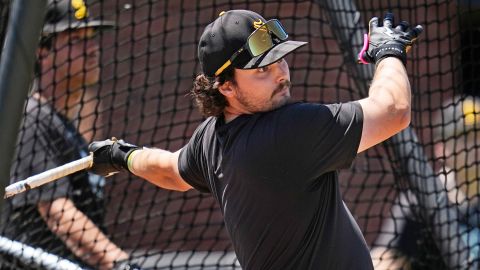 Birmingham-Southern first baseman Jackson Webster pictured during batting practice earlier this week.