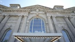 The entrance to the Michigan Central Station is seen, Monday, May 13, 2024 in Detroit. A once hulking scavenger-ravaged monolith that symbolized Detroit's decline reopens this week after a massive six-year multimillion dollar renovation by Ford Motor Co., which restored the Michigan Central Station to its past grandeur with a focus squarely on the future of mobility.