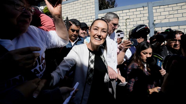 Ruling party presidential candidate Claudia Sheinbaum arrives to vote during general elections in Mexico City, Sunday, June 2, 2024.