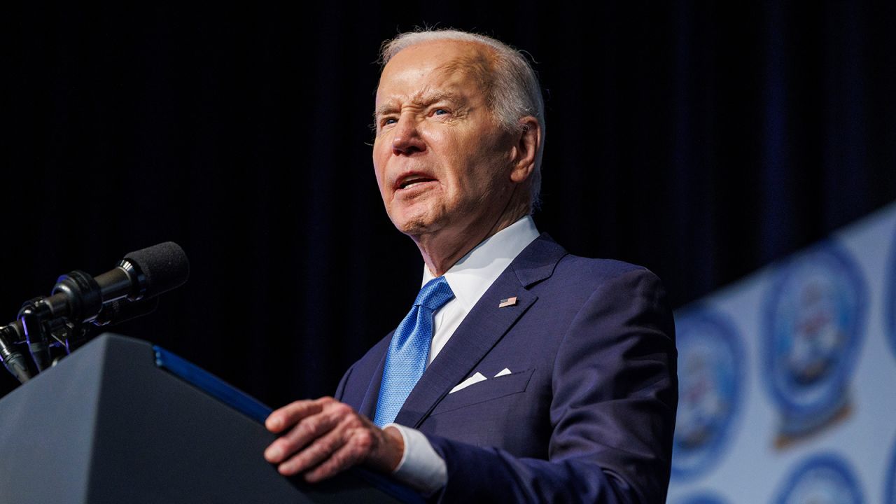 President Joe Biden speaks at the Detroit NAACP's annual Fight for Freedom Fund Dinner in Detroit, Mich., on May 19, 2024.