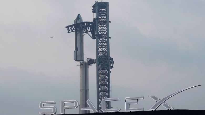SpaceX's mega rocket Starship is prepared for a test flight from Starbase in Boca Chica, Texas, Wednesday, June 5, 2024. The Starship is scheduled to launch Thursday. (AP Photo/Eric Gay)