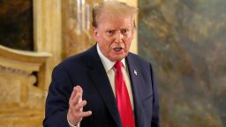 Former President Donald Trump speaks at a dinner with members of the group Conserve the Culture at his Mar-a-Lago estate, on June 5, 2024, in Palm Beach, Florida.