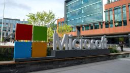20 May 2024, USA, Redmond: The Microsoft logo can be seen at the headquarters of the software company.