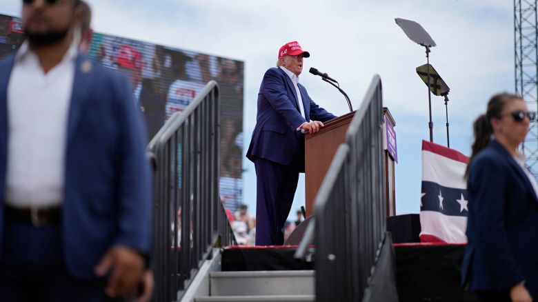 Former President Donald Trump speaks at a campaign rally on June 9, 2024, in Las Vegas.