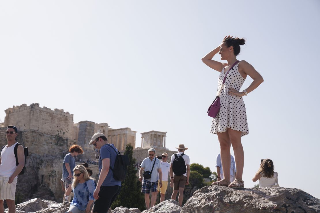 The Acropolis in Athens, Greece, was closed to the public for five hours because of a heat wave that pushed temperatures to 39 Celsius (102 Fahrenheit) in the capital.