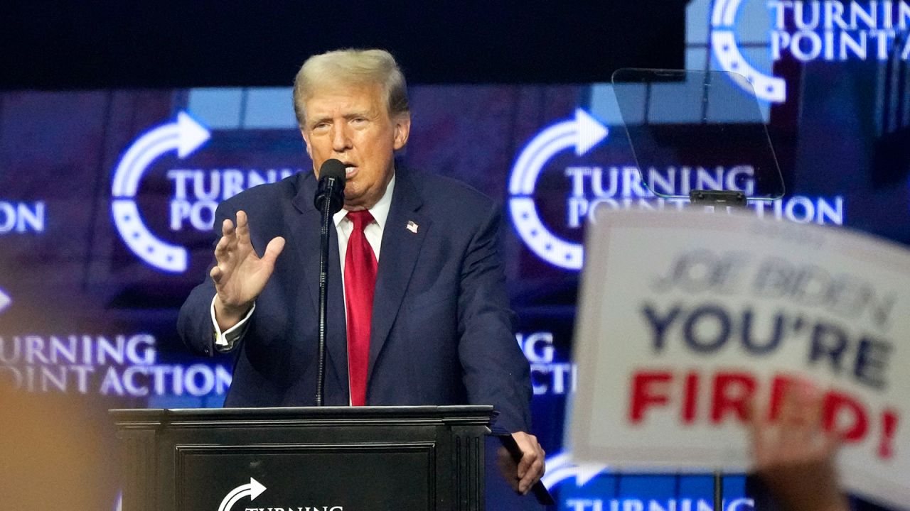 Republican presidential candidate and former President Donald Trump speaks at a campaign event Saturday, June 15, 2024, in Detroit.