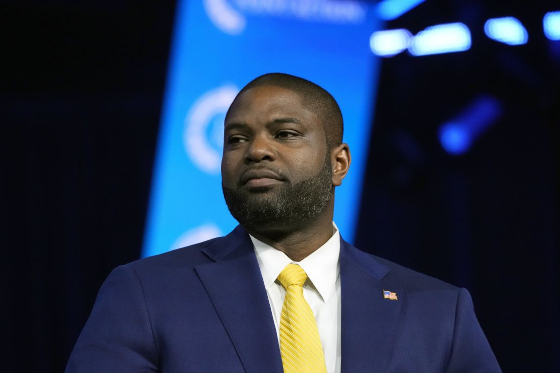 Rep. Byron Donalds speaks before former President Donald Trump at the “People's Convention” of Turning Point Action on June 15, 2024, in Detroit.