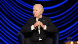 President Joe Biden listens during a campaign event with former President Barack Obama moderated by Jimmy Kimmel at the Peacock Theater, Saturday, June 15, 2024, in Los Angeles.