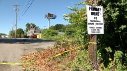 Crime tape is placed near the scene of a overnight shooting in Methuen, Mass., early Sunday, June 16, 2024. Authorities say seven people were shot and wounded and an eighth was hurt while running away when gunfire erupted at a large gathering of young people.