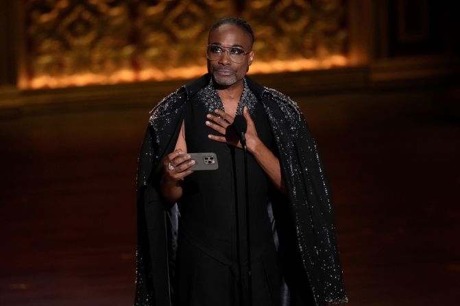 Billy Porter accepts the Isabelle Stevenson award during the preshow ceremony.