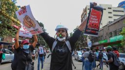 Demonstrators protest against proposed tax hikes in a finance bill that is due to be tabled in parliament in Nairobi, Kenya, Tuesday, June 18, 2024. Civil society groups say that despite the dozens of arrests, demonstrations and a planned sit-down outside the parliament buildings will continue. (AP Photo/Andrew Kasuku)