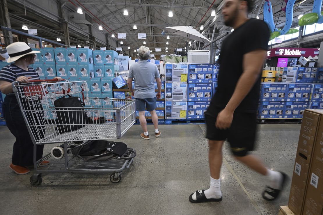 A man looks at air-conditioners for sale at a Costco retail store in the Queens borough of New York City, NY, June 18, 2024.