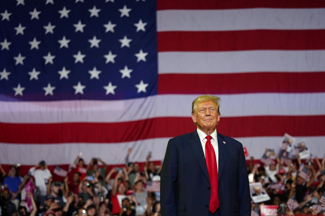 Former President Donald Trump attends a campaign rally at Temple University in Philadelphia on June 22, 2024.