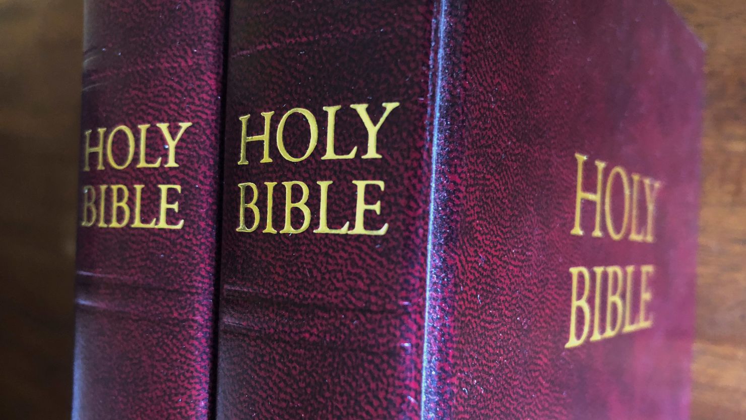 Bibles are displayed in Miami, Florida, in 2019.