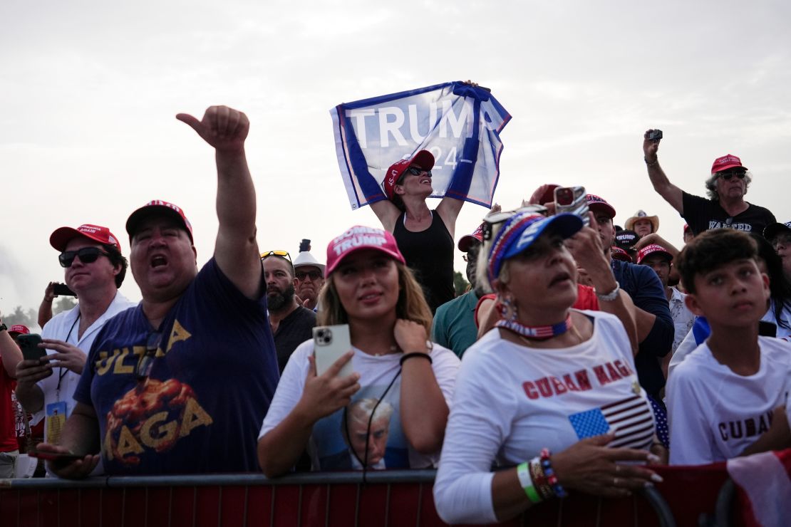 Supporters wait for President Donald Trump to speak in Doral, Florida.