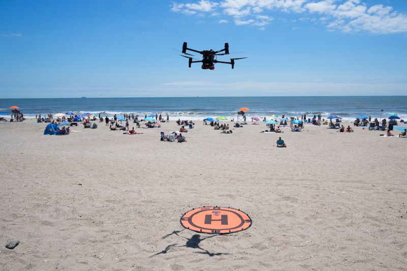 On NYC beaches angry birds fight drones patrolling for sharks and struggling swimmers CNN