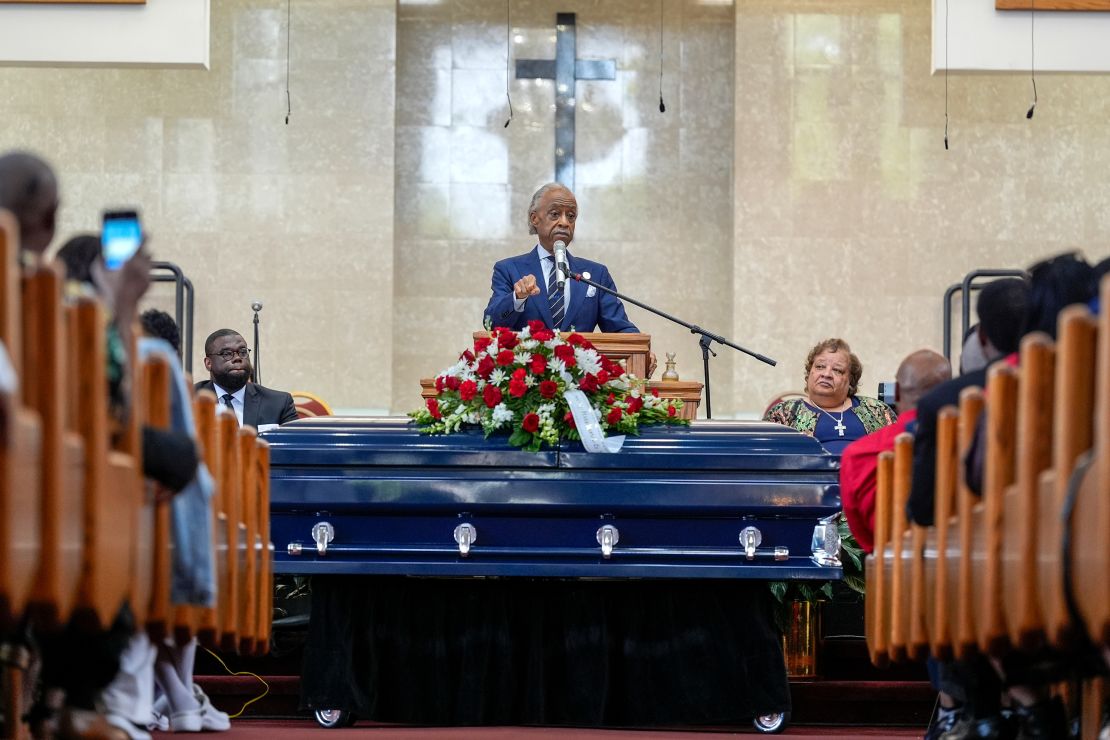 Rev. Al Sharpton speaks at the funeral for D'Vontaye Mitchell on Thursday, July 11, 2024, in Milwaukee.