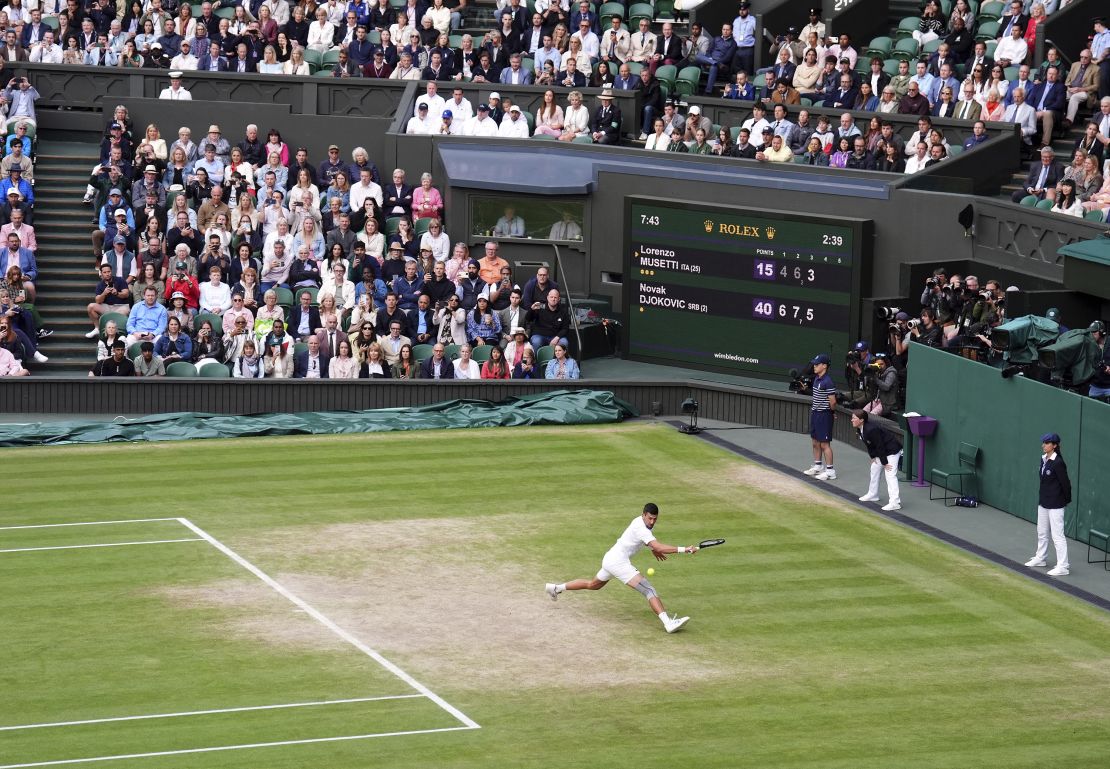 Novak Djokovic in action against Lorenzo Musetti in the semifinals on Friday.