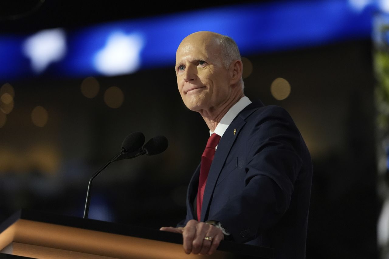 Florida Sen. Rick Scott speaks during the Republican National Convention in Milwaukee on July 16.