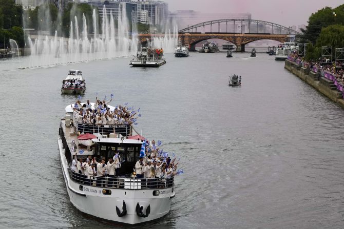 Athletes from Greece lead the traditional Parade of Nations.