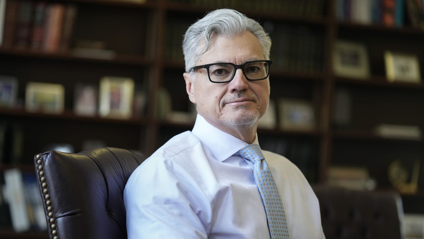 FILE - Judge Juan M. Merchan poses in his chambers in New York, March 14, 2024. (AP Photo/Seth Wenig, File)