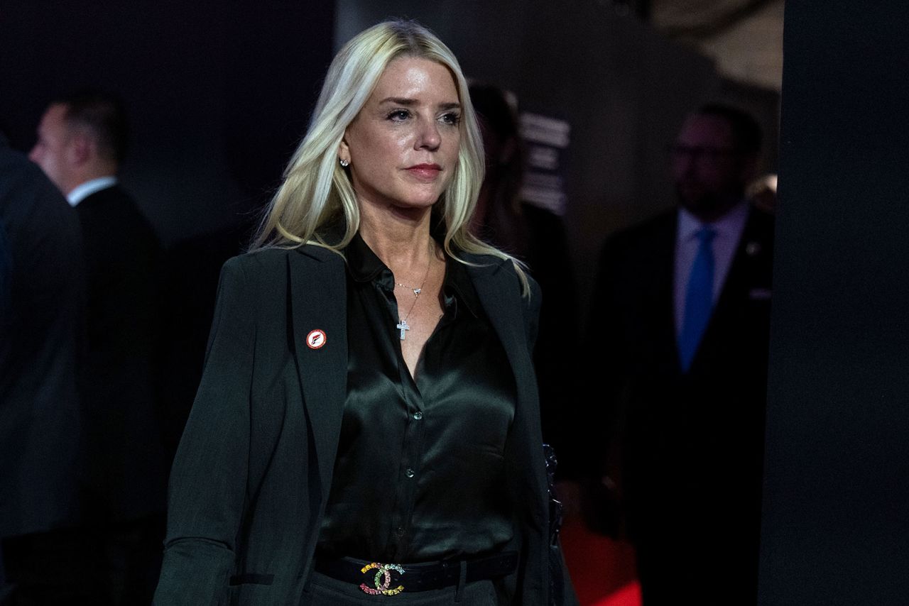 Pam Bondi, former attorney general of Florida, arrives to the Fiserv Forum on the second day of Republican National Convention in Milwaukee, on Tuesday, July 16.