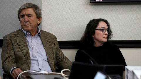 Antonios Pagourtzis, left, and Rose Marie Kosmetatos, parents of accused school shooter Dimitrios Pagourtzis, are defendants in a civil trial.