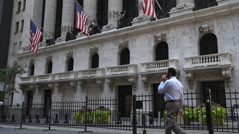 The New York Stock Exchange (NYSE) on Wall Street on August 01, 2024 in New York City.