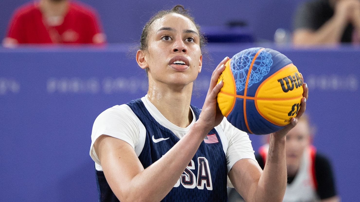 Dearica Hamby won a bronze medal in the women's 3x3 basketball tournament at the Olympics in Paris.