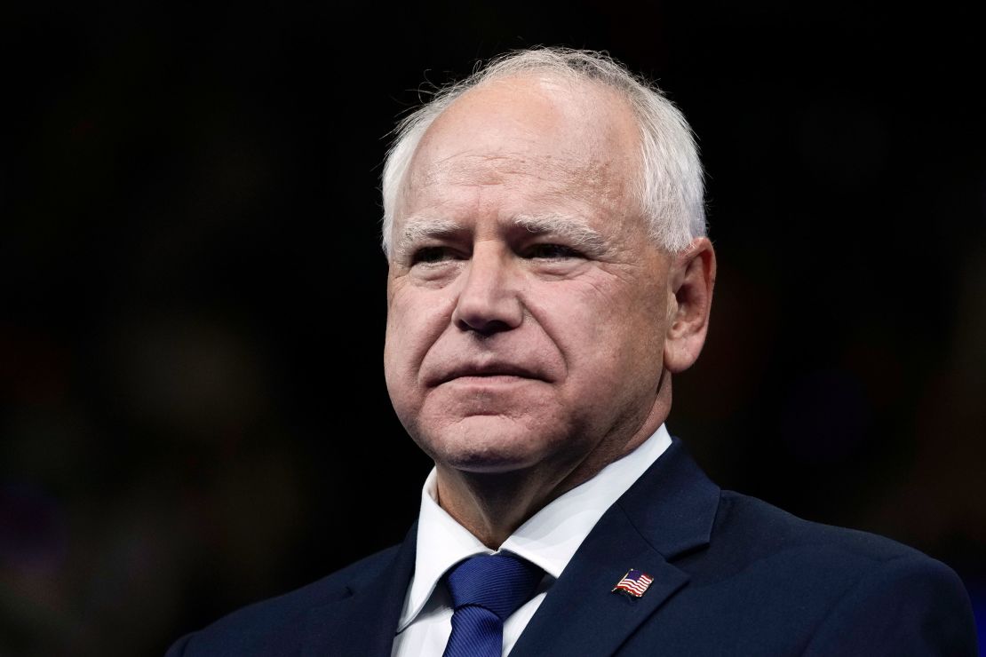 Minnesota Gov. Tim Walz attends a campaign rally in Philadelphia on August 6.