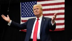 Republican presidential nominee and former President Donald Trump arrives to speak at a campaign rally in Bozeman, Montana, on August 9, 2024.