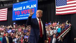 Republican presidential nominee former President Donald Trump gestures after speaking at a campaign rally in Bozeman, Mont., Friday, Aug. 9, 2024. (AP Photo/Rick Bowmer)