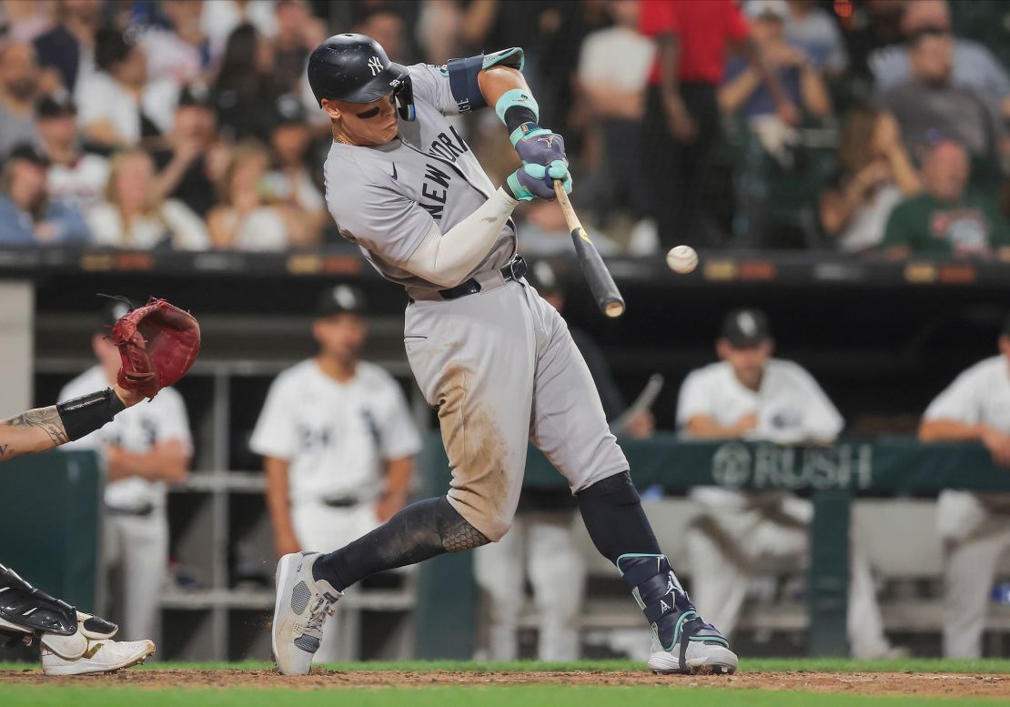 Judge, seen here hitting his career 300th homer, reached the milestone in his 955th career game.