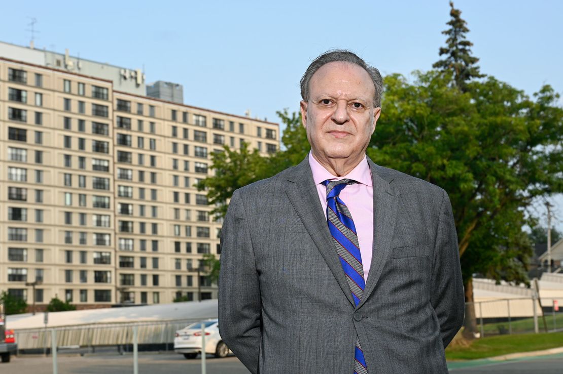Bishara Bahbah, national chairman for Arab Americans for Trump, answers questions during an interview, Wednesday, August 14, 2024, in Dearborn, Michigan.