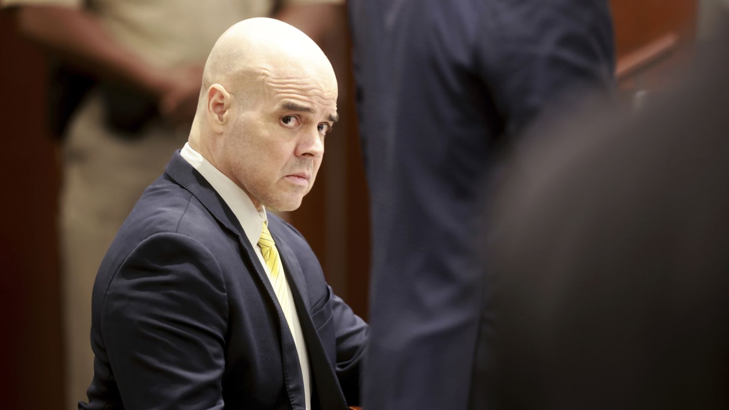 Robert Telles is seen in a Las Vegas courtroom during his murder trial for the death of Las Vegas Review-Journal investigative journalist Jeff German.