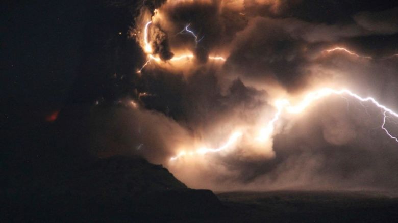 This photo provided by the Institute of Volcanology and Seismology of the Far Eastern Branch of the Russian Academy of Sciences on Sunday, Aug. 18, 2024, shows the eruption of the Shiveluch volcano reportedly caused by 7.0-magnitude earthquake about 102 kilometers (63 miles) east of Petropavlovsk-Kamchatsky on the Kamchatka peninsula, Russia.