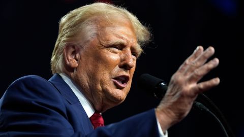 Republican presidential nominee former President Donald Trump speaks at a campaign rally at the Desert Diamond Arena, Friday, Aug. 23, 2024, in Glendale, Ariz. (AP Photo/Evan Vucci)