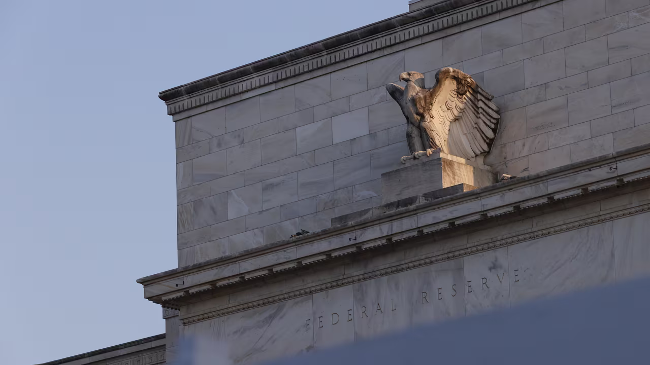 A general exterior view of the Marriner S. Eccles Federal Reserve building on August 25 in Washington.
