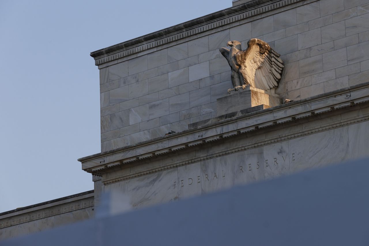 A general exterior view of the Marriner S. Eccles Federal Reserve building on August 25 in Washington.