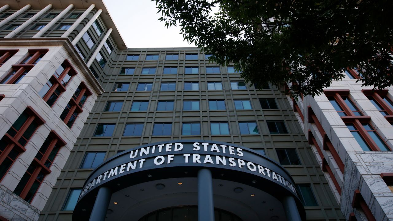 An exterior view of the Department of Transportation building in Washington, DC, on August 25.