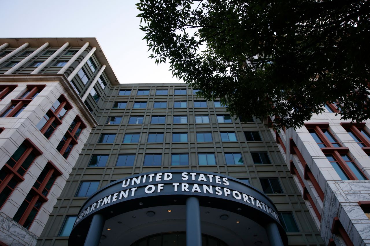 An exterior view of the Department of Transportation building in Washington, DC, on August 25.