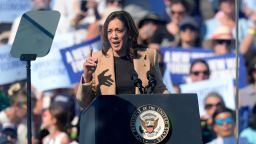 Democratic presidential nominee Vice President Kamala Harris speaks during a campaign stop at the Throwback Brewery, in North Hampton, N.H., on Wednesday, September 4, 2024.