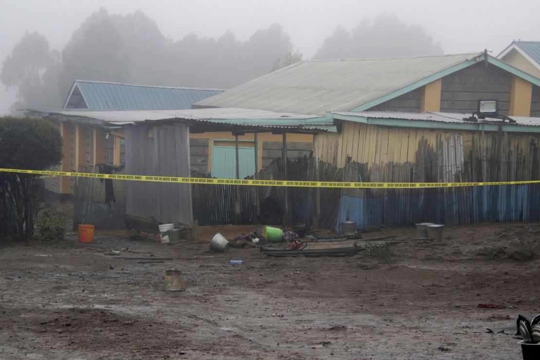 Part of the dormitory where the blaze took place is seen following the fire at the school.