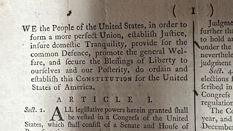 Rare copy of the US Constitution to be auctioned in North Carolina