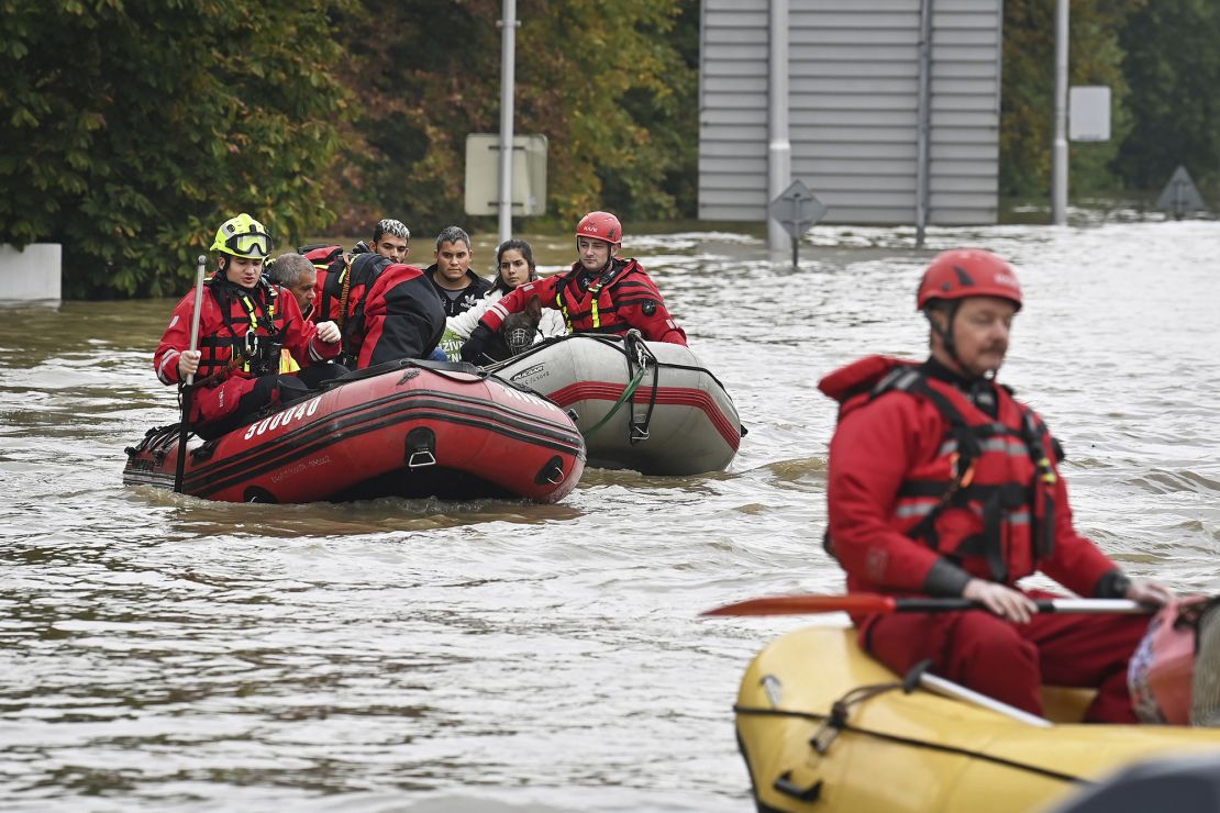 Firefighters evacuate people from Moravska Ostrava and Privoz in the Czech Republic.