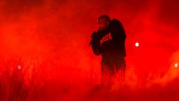 HAIKOU, CHINA - SEPTEMBER 15: American rapper Kanye West performs during his Vultures Listening Experience at Wuyuan River Stadium on September 15, 2024 in Haikou, Hainan Province of China. (Photo by Luo Yunfei/China News Service/VCG via AP )