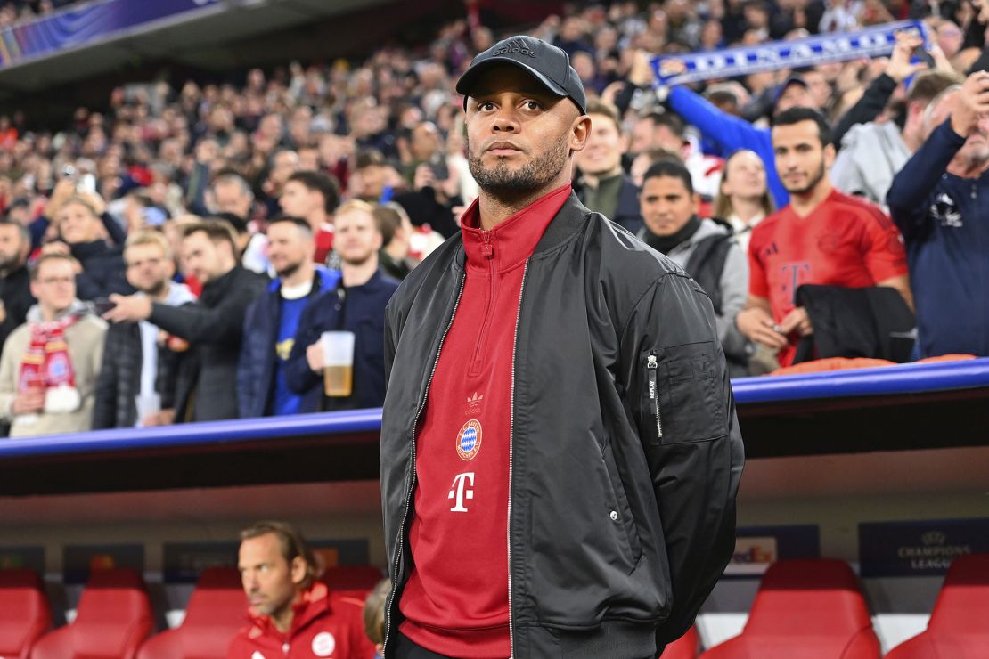 Kompany looks on during the match against Dinamo Zagreb.