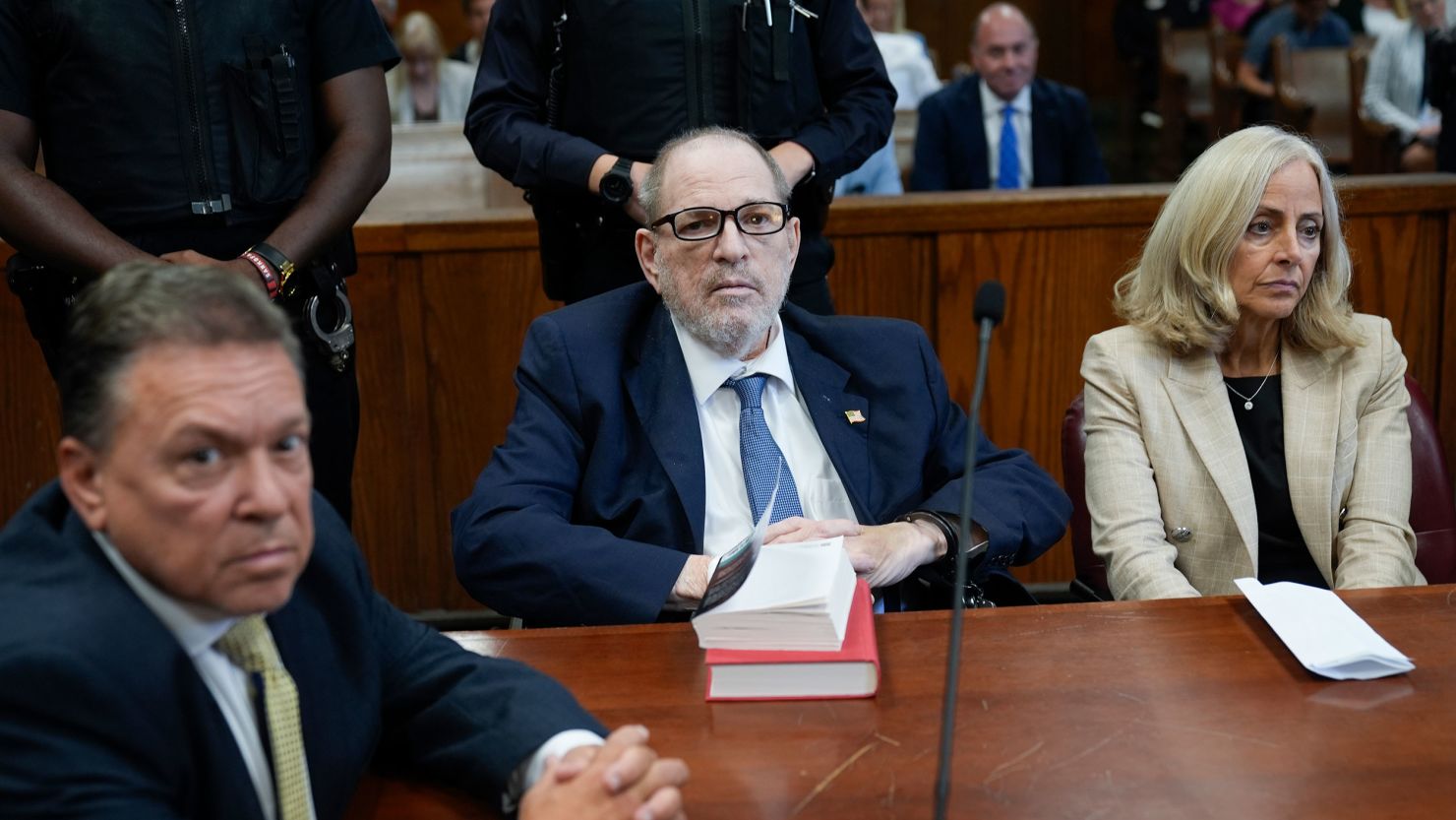 Harvey Weinstein, center, appears in criminal court in New York, Wednesday, Sept. 18, 2024.