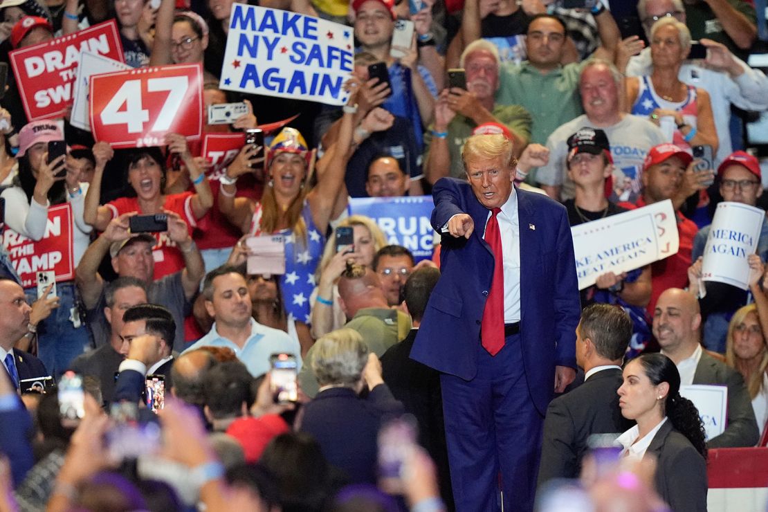 Former President Donald Trump at a campaign rally on September 18, 2024 in Uniondale, New York.